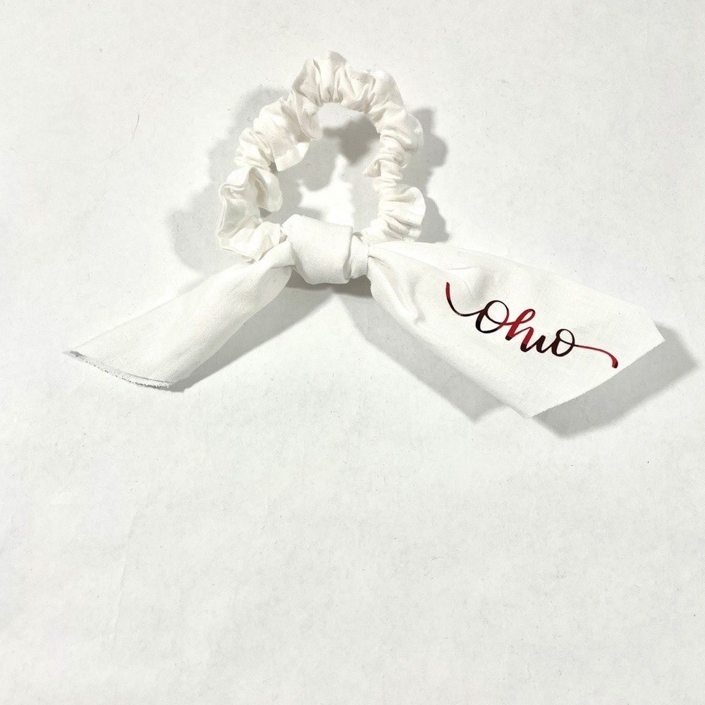 Buffalo‎ plaid Ohio white scrunchie